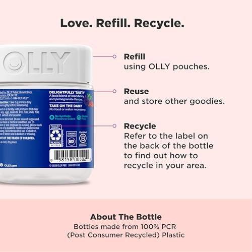 OLLY Men's Multivitamin Gummy, Vitamins A, C, D, E, B, Zinc, Blackberry Flavor, 45 Day Supply - 90 Count - görsel 7