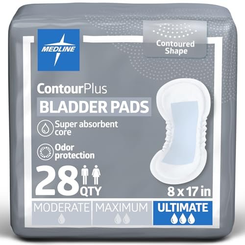 Medline ContourPlus Bladder Control Pads, Ultimate Absorbency, 8 x 17 Inches, Bag of 28 - görsel 2