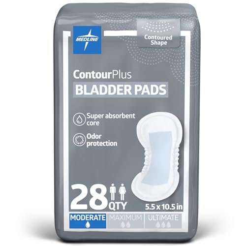 Medline ContourPlus Bladder Control Incontinence Pads, Moderate Absorbency, 5.5" x 10.5", 28 Count - görsel 1