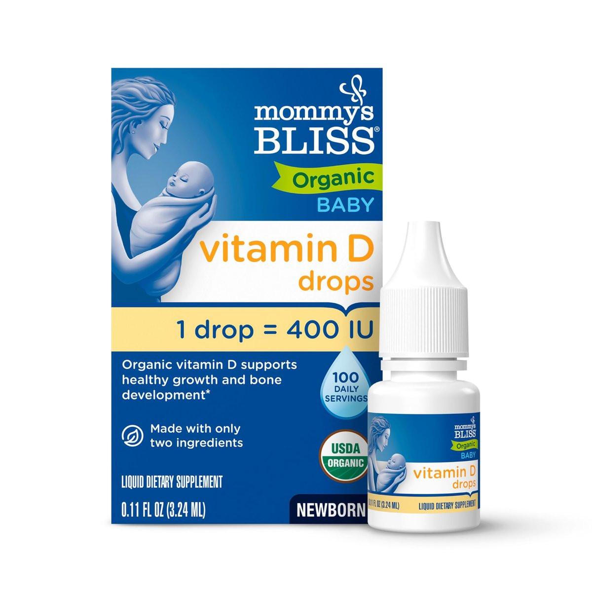Mommy's Bliss Organic Drops No Artificial Color, Vitamin D, 0.11 Fl Oz - görsel 1