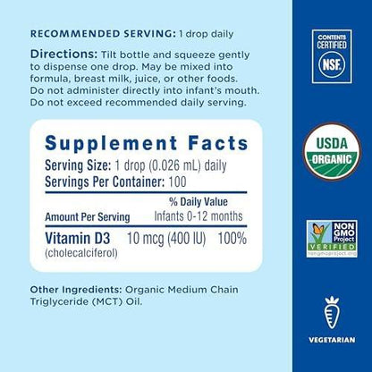 Mommy's Bliss Organic Drops No Artificial Color, Vitamin D, 0.11 Fl Oz