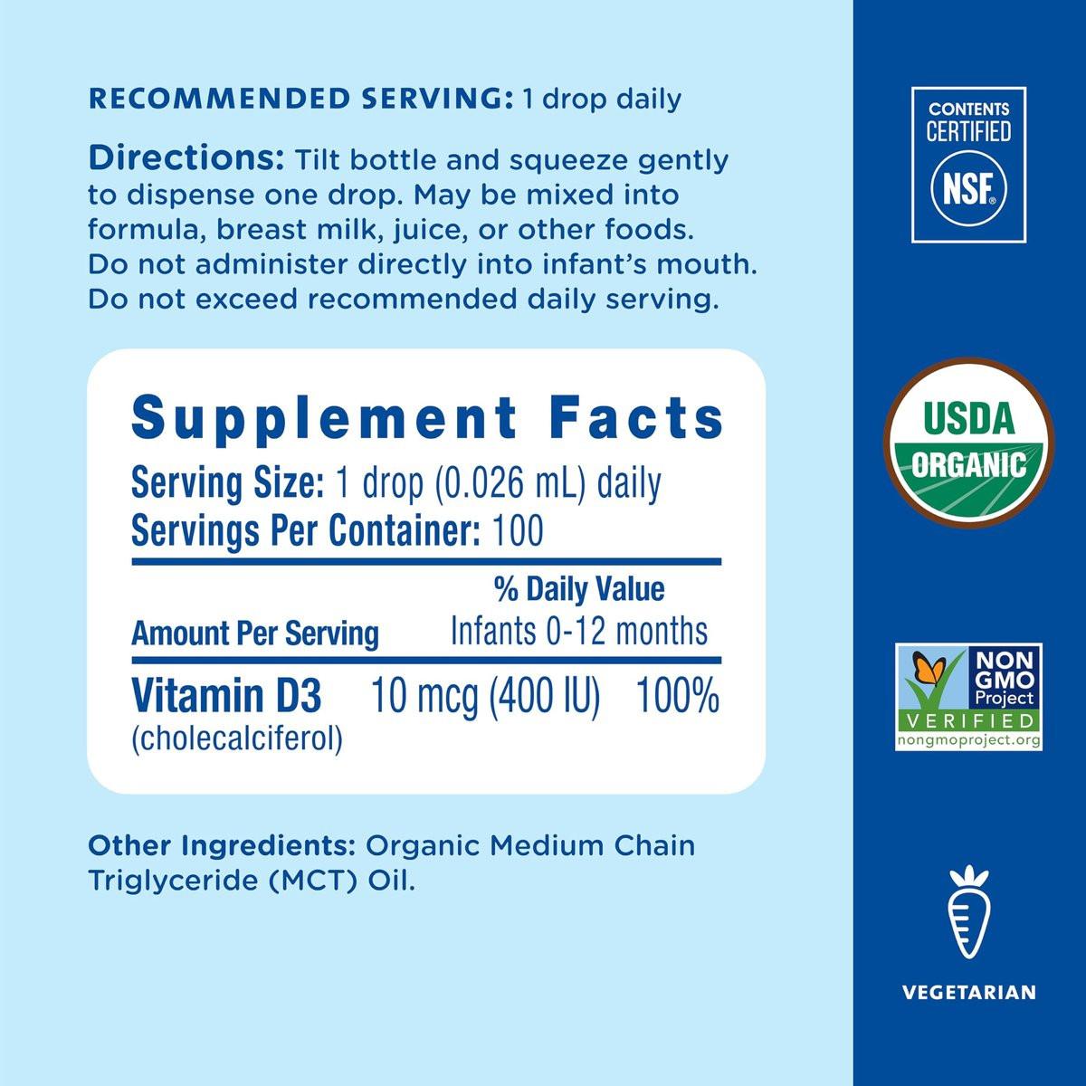 Mommy's Bliss Organic Drops No Artificial Color, Vitamin D, 0.11 Fl Oz - görsel 6