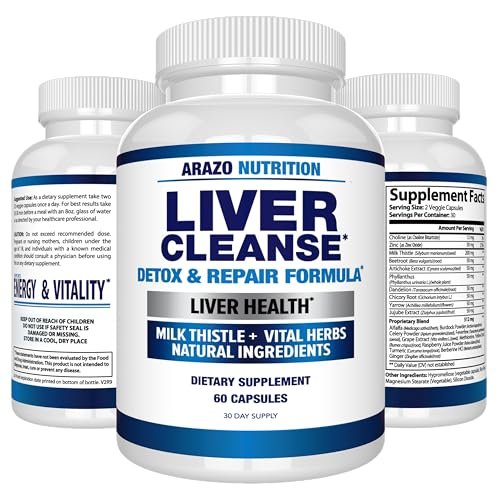 Arazo Nutrition Liver Cleanse Detox & Repair Formula – Milk Thistle Herbal Support Supplement: Silymarin, Beet, Artichoke, Dandelion, Chicory Root (60 Count) - görsel 11