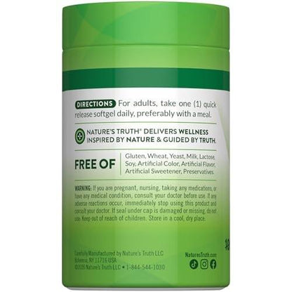 Nature's Truth Vitamin D3 2000 IU Softgels for Adults | 150 Count | High Potency | Non-GMO and Gluten Free Supplement