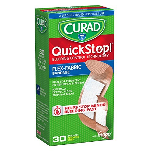 CURAD QuickStop Bleeding Control Flexible Fabric Bandages, Assorted Sizes, 30 Count - görsel 4