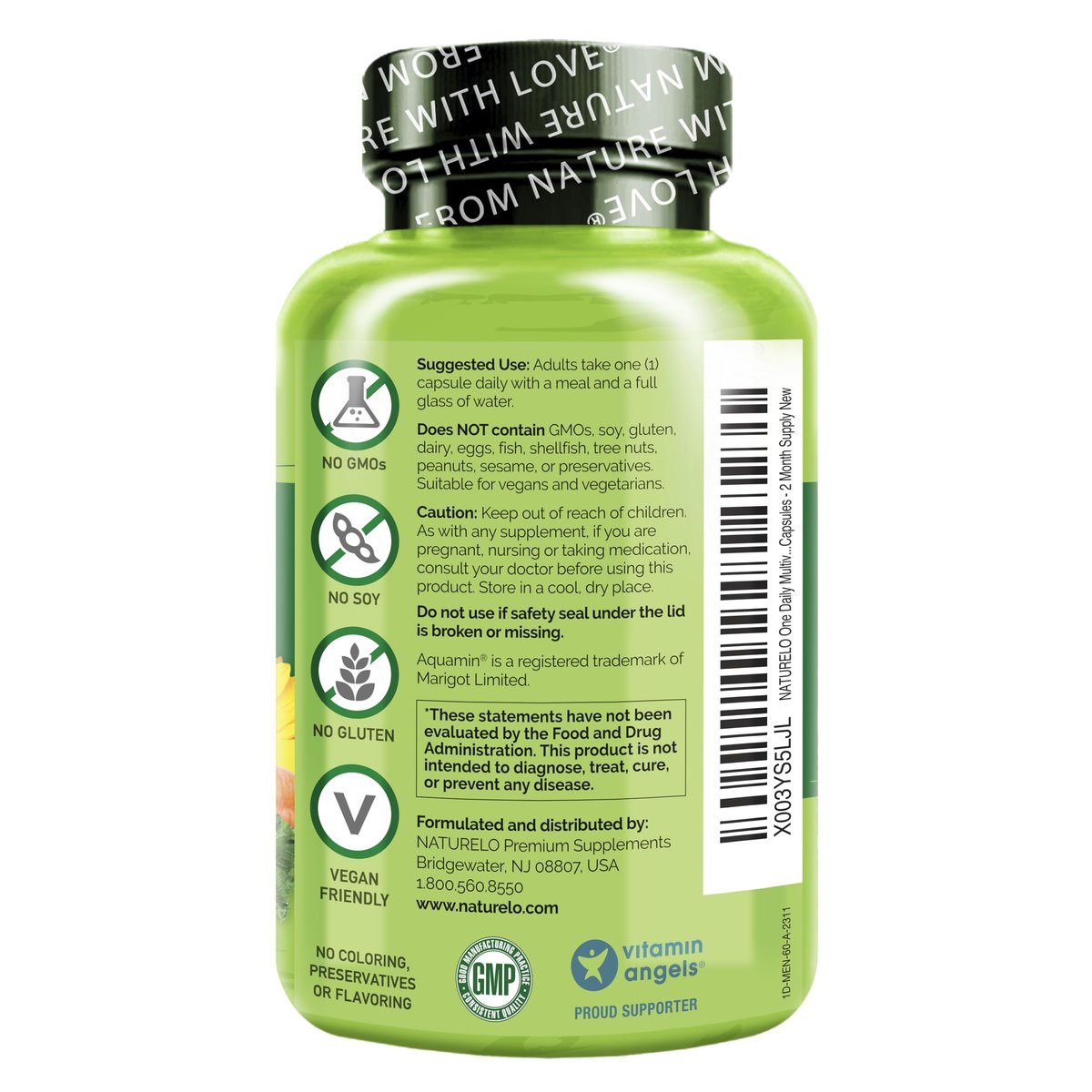 NATURELO Mens Multivitamins - One Daily Multivitamin for Men with Vitamins, Minerals & Organic Whole Foods, Boost Energy & Health, Non-GMO, 60 Vegetarian Capsules - görsel 15
