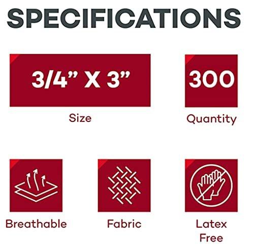 Dealmed Fabric Flexible Adhesive Bandages – 100 Count (3 Pack) Bandages with Non-Stick Pad, Latex Free, Wound Care for First Aid Kit, 3" x 3/4" - görsel 1