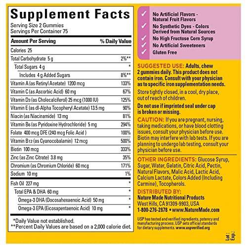 Nature Made Women's Gummy Multivitamins with Omega-3, Multivitamin for Women for Daily Nutritional Support, 150 Gummies, 75 Day Supply - görsel 1