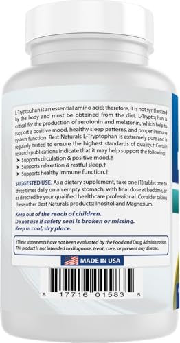 Best Naturals L-Tryptophan 1000 mg 60 Tablets - görsel 4