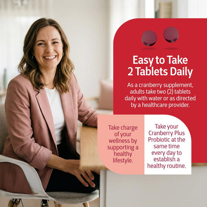 21st Century Cranberry Plus Probiotic Tablets, 60 Count