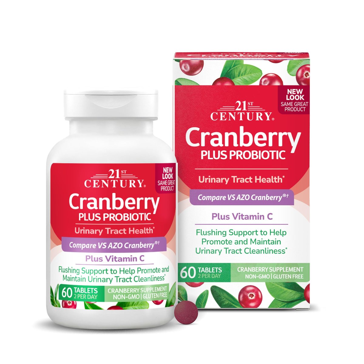 21st Century Cranberry Plus Probiotic Tablets, 60 Count - görsel 1