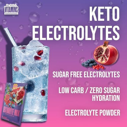Dr. Price’s Electrolytes Hydration Powder Packets – Blueberry Pomegranate, 30 Packs | Sugar Free Electrolyte Drink Mix, 72+ Trace Minerals, Manganese | Keto, Vegan, Doctor-Formulated, Made in USA