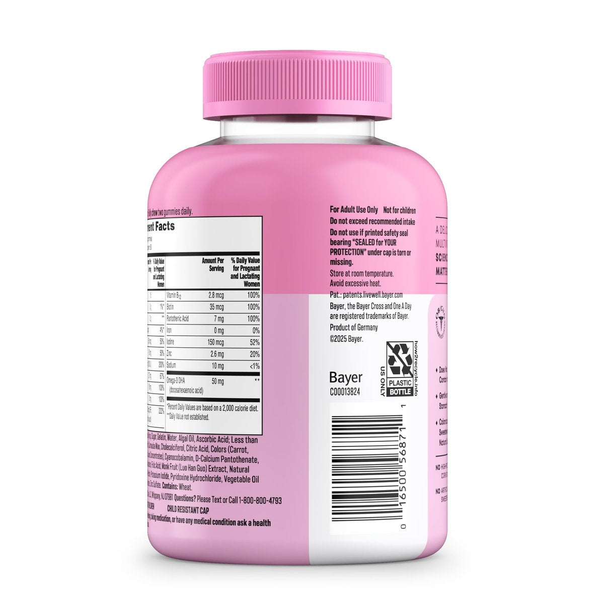 One A Day Prenatal Vitamins for Women Gummies - Pregnancy Vitamins with Folic Acid, DHA, Iodine, Iron-Free, 120 Count - görsel 13