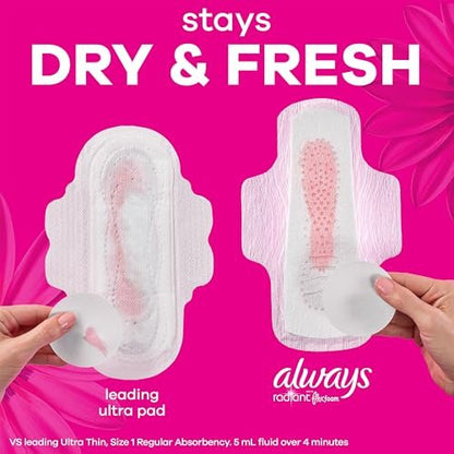 Always Radiant Feminine Pads for Women, – Wings for Secure Fit: The flexible wings wrap around the sides of your – Image 3