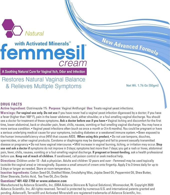 Femmesil Yeast Infection Treatment for Women, with Clotrimazole, Antifungal Vaginal Cream for Soothing Relief of Vaginal Itch & Irritation, Burning & Discomfort, 1.7oz Tube - görsel 10