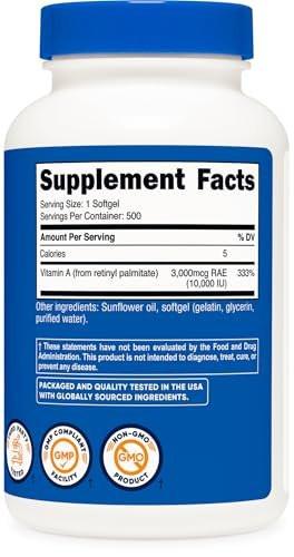 Nutricost Vitamin A 10,000 IU, 500 Softgel Capsules