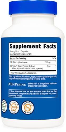 Nutricost DIM (Diindolylmethane) Plus BioPerine 300mg, 120 Vegetarian Capsules - Up to 4 Month Supply, Max Strength DIM Supplement - görsel 9