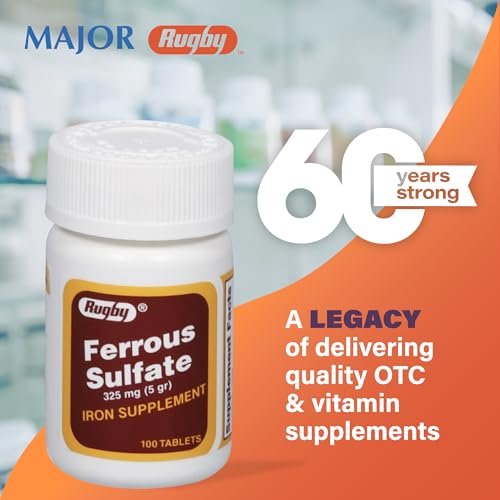 Rugby Ferrous Sulfate 325mg Tablets - Iron Supplement for Women and Men - 100 Count (3 Pack) - görsel 9