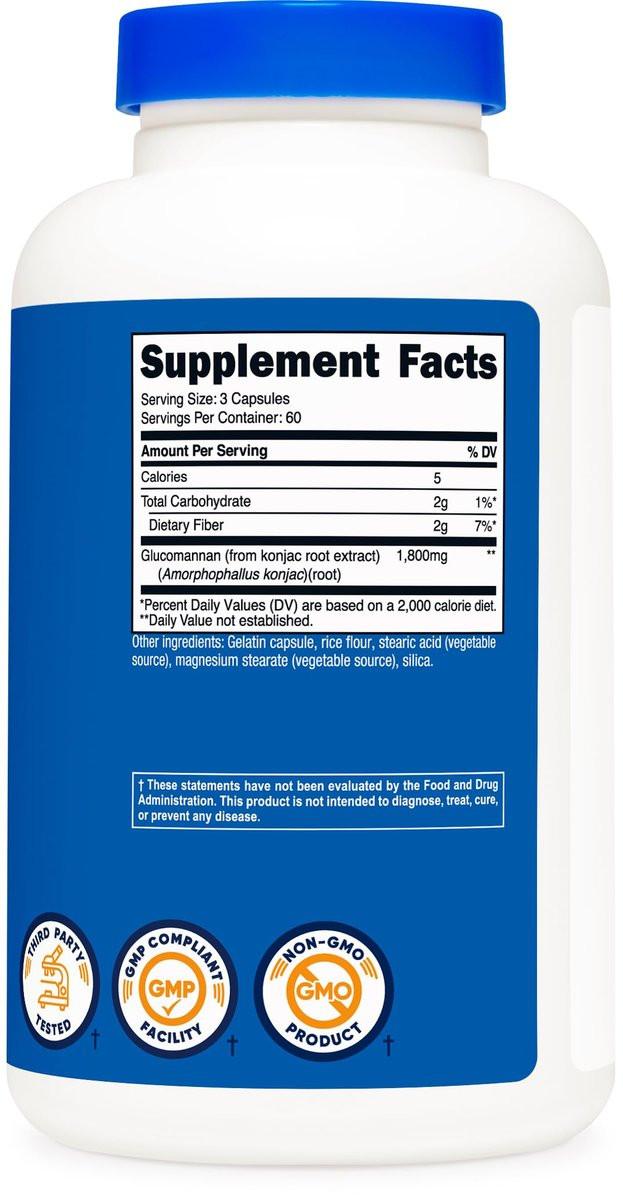 Nutricost Glucomannan 1,800mg Per Serving, 180 Capsules - Natural Fiber Source, Non-GMO, Gluten Free - görsel 10
