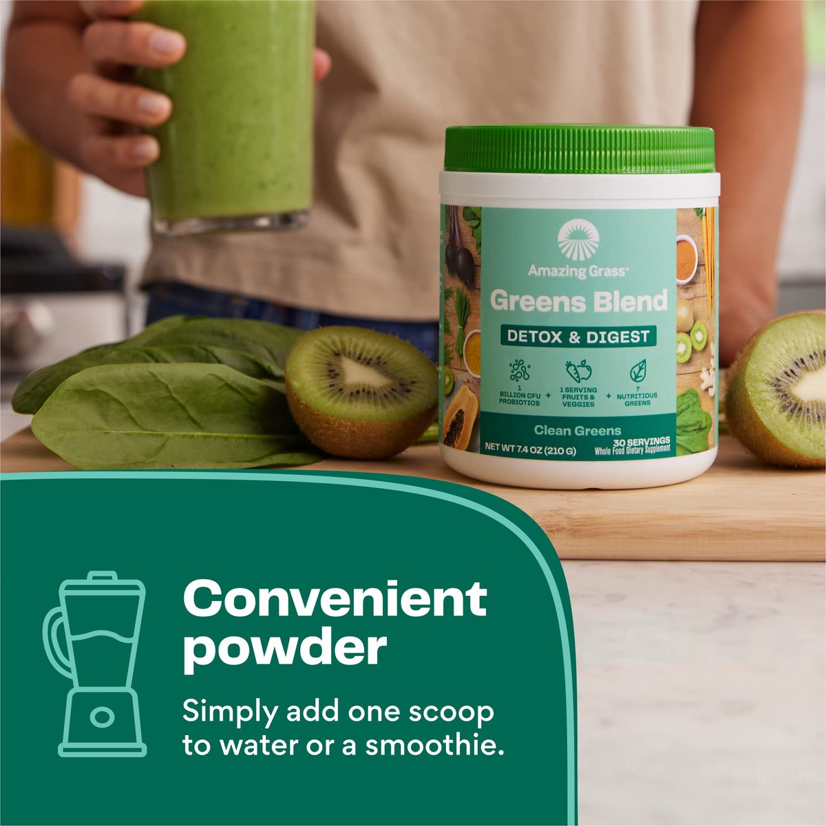 Amazing Grass Greens Blend Detox & Digest, – Item Weight: 7.4 ounces (210 grams) – Image 9