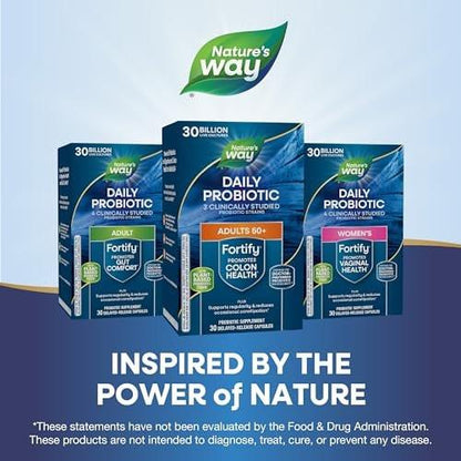 Nature's Way Fortify 50+ Daily Probiotic for Men & Women, 30 Billion Live Cultures, Colon, Digestive, and Immune Health Support* Supplement, 30 Capsules
