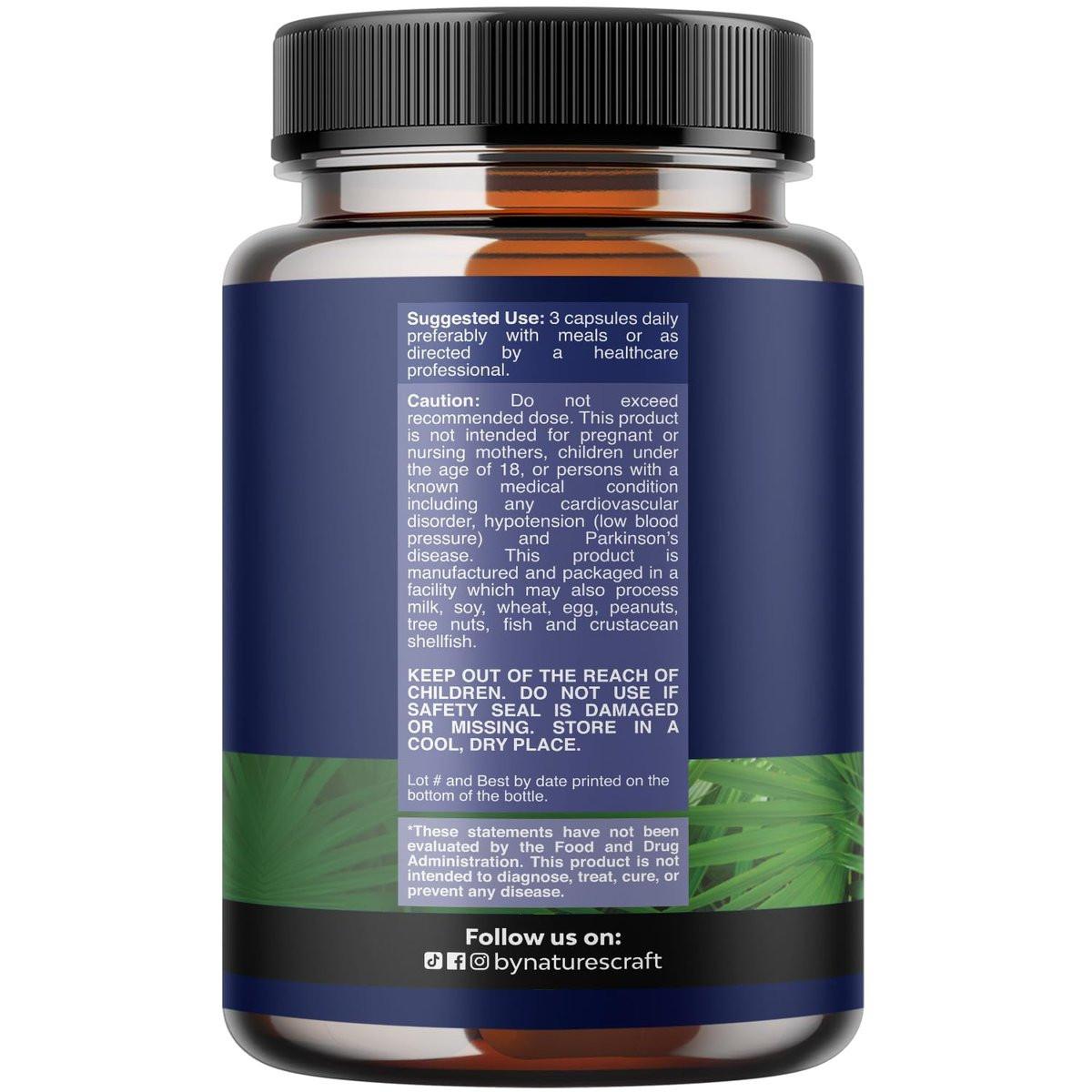 Herbal Saw Palmetto Male Supplement - Potent Pygeum and Saw Palmetto Extract with Beta Sitosterol & Green Tea Supplements for Adult Males for Urinary Tract Support & Frequent Urination - 60 Capsules - görsel 4