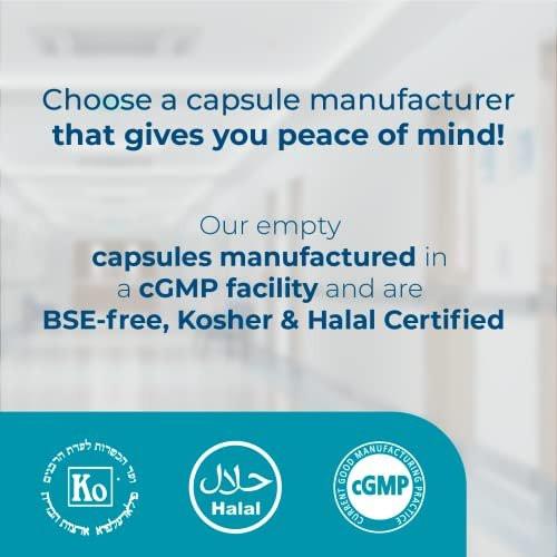 Capsuline Size 00 - Clear Empty Gelatin Capsules - Empty Gel Pill Capsules - DIY Pure Bovine Pill Capsule Filling - Empty Caps - Kosher, Gluten Free, Halal and Non-GMO (500 Count, Clear) - görsel 5