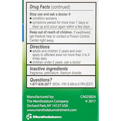 Mentholatum Original Ointment Soothing Relief, Aromatic Vapors - 1 oz (Pack of 2)