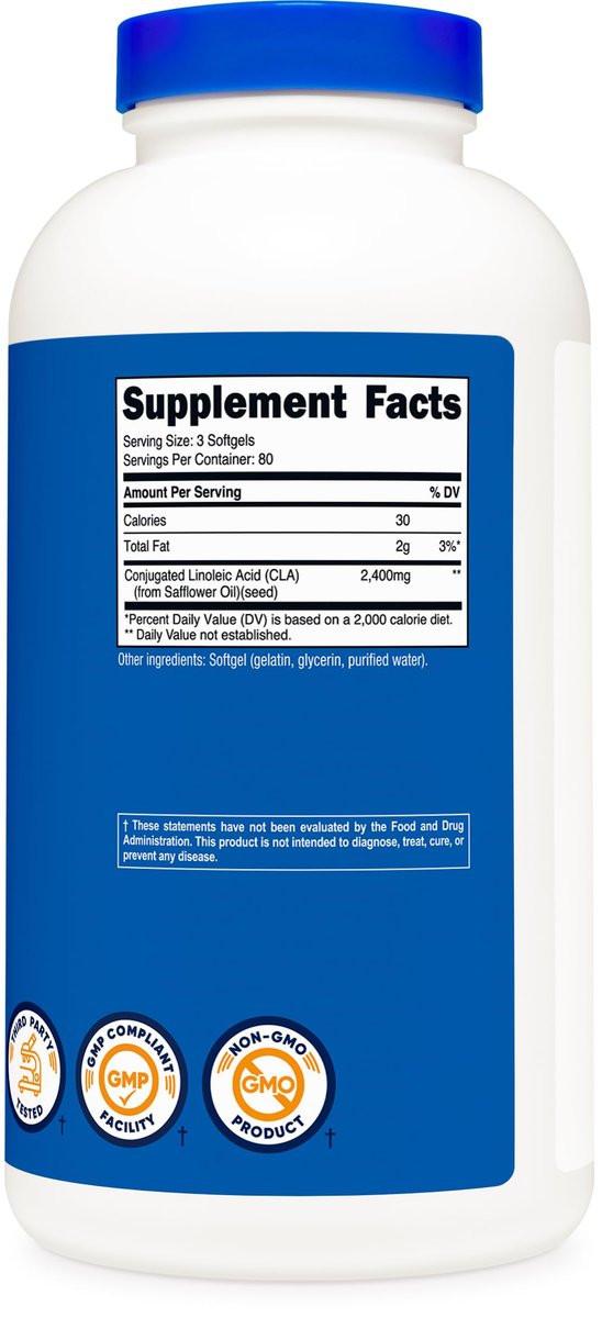 Nutricost CLA (Conjugated Linoleic Acid) 800mg, 240 Softgels - görsel 8
