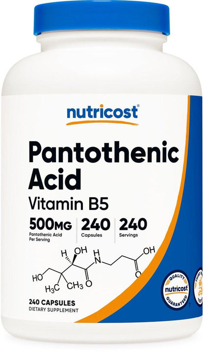 Nutricost Pantothenic Acid (Vitamin B5) 500mg, 240 Capsules