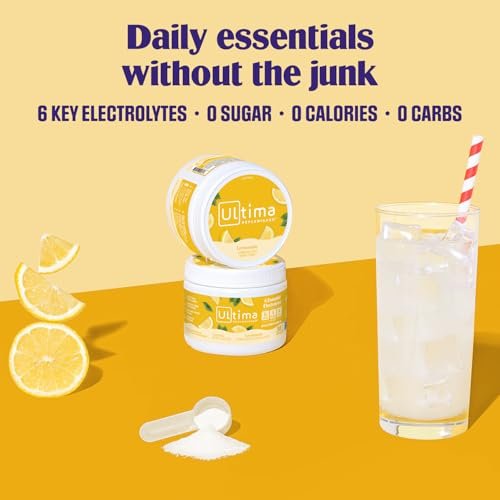 Ultima Replenisher Daily Electrolyte Powder Drink Mix – Lemonade, 30 Servings Canister – Zero Sugar Hydration Powder with 6 Electrolytes & Minerals – Sugar Free, Plant-Based & Keto Friendly - görsel 3