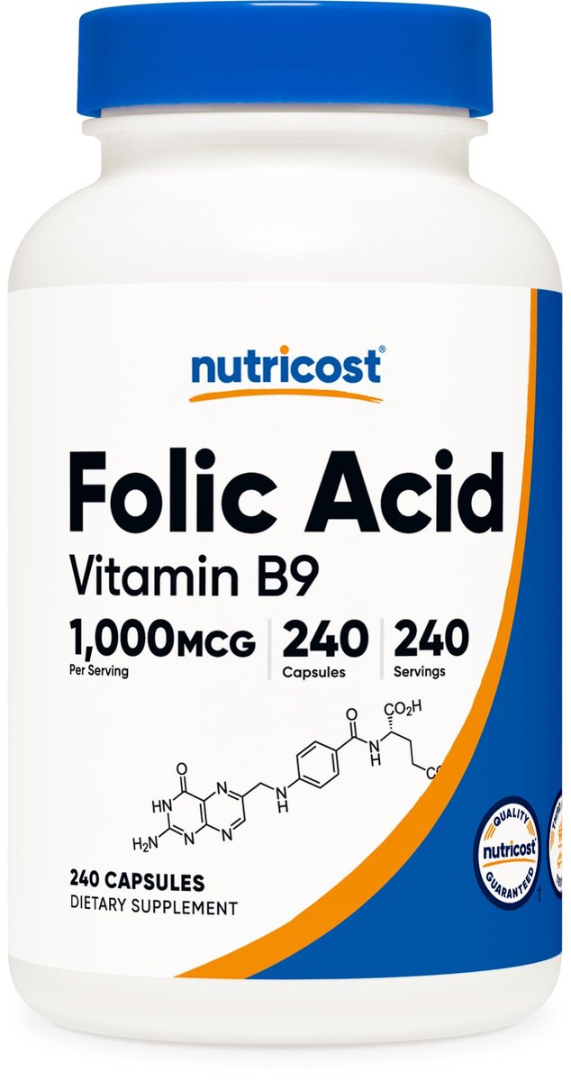 Nutricost Folic Acid (Vitamin B9) 1000 mcg, 240 Capsules - görsel 1
