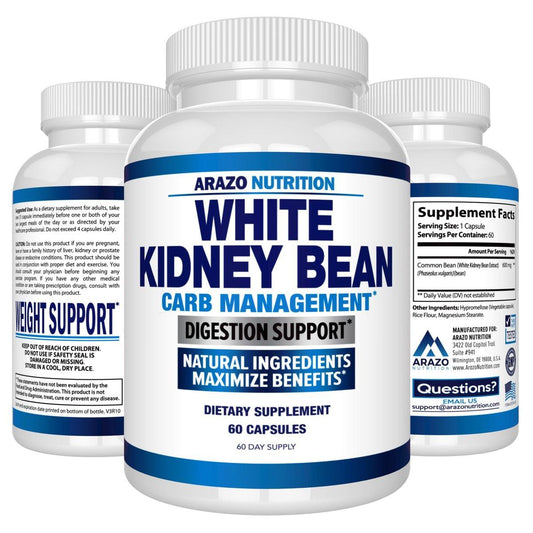 Arazo Nutrition White Kidney Bean Extract - 100% Pure Carb Blocker and Fat Absorber for Weight Support - Intercept Carbs