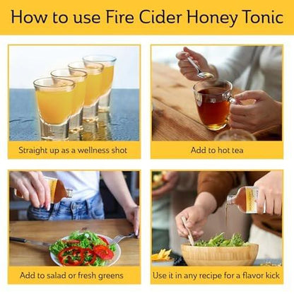 Fire Cider Apple Cider Vinegar Honey Tonic with Organic Turmeric Root, Ginger Root & Dandelion - Natural Digestion & Immune Support (8 Ounces)