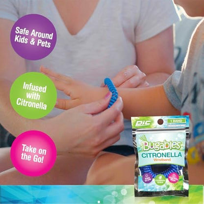 PIC Bugables Citronella Scented Coil Wristbands, Reusable and Resealable, One Size Fits All (Pack of 10)