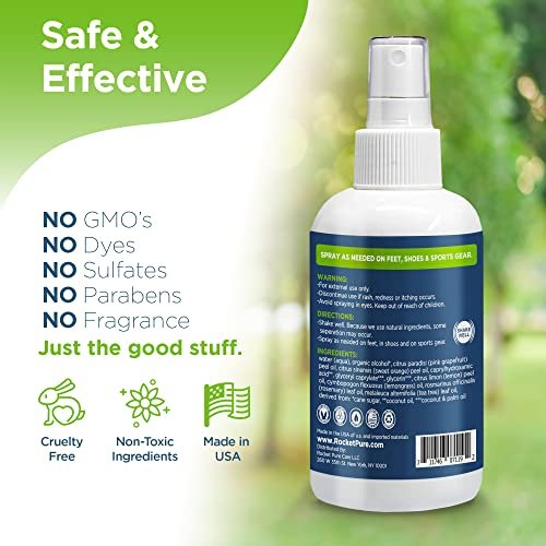 Rocket Pure Natural Foot and Shoe Deodorizer Spray, Deodorant and Odor Eliminator for Smelly Feet, Smell Remover, Formulated with Essential Oils, Made in the USA, Lemon, 4 fl oz - görsel 3
