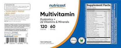 Nutricost Multivitamin with Probiotics 120 Vegetarian Capsules - Packed with Vitamins & Minerals