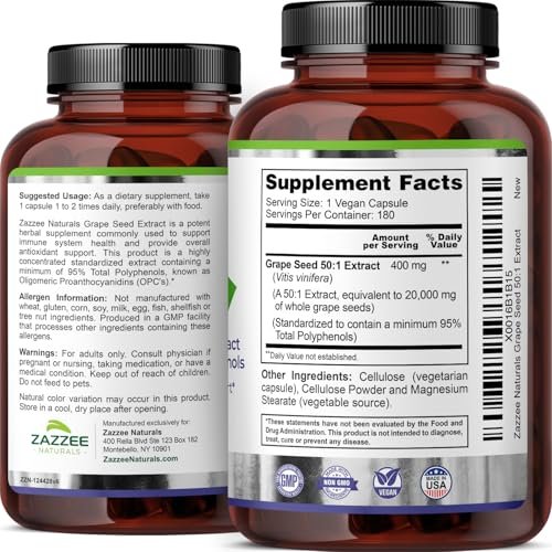 Zazzee High Strength Grape Seed 50:1 – High Potency 50:1 Extract: Our 50:1 extraction ratio ensures you receive a – Image 1