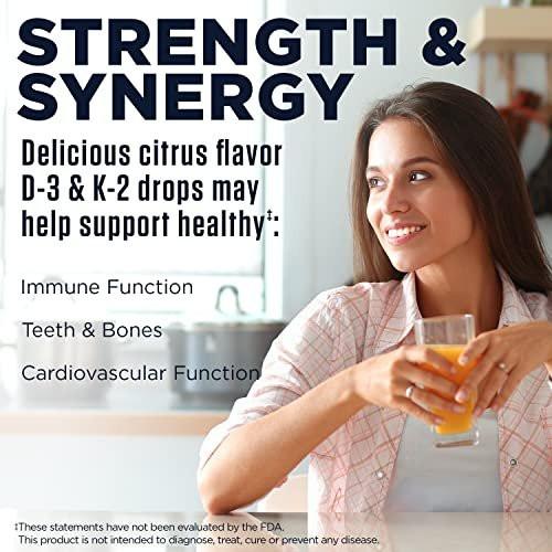 KAL D3 K2 DropIns 125 mcg / 500 mcg Liquid Vitamin D3 K2 Drops, Bone Health, Heart Health and Immune Support Supplement, Natural Citrus Flavor, 60-Day Money Back Guarantee, Approx. 59 Serv, 2 FL OZ - görsel 5