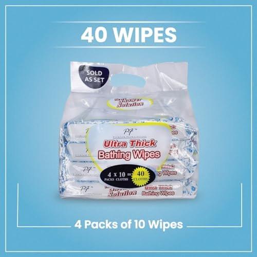 Premium Formulations Shower Solutions - Adult Bathing Wipes, Extra Large and Extra Thick (40 wipes (4 Pack)) - görsel 1