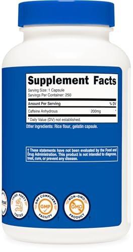 Nutricost Caffeine Pills, 200mg Per Serving (250 Caps) - görsel 2