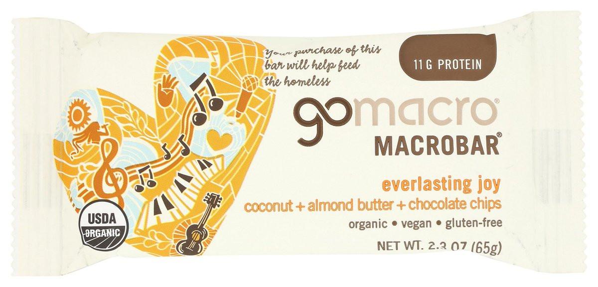 GoMacro MacroBar, Organic Vegan Protein Bar, Coconut, Almond Butter + Chocolate Chips, 2.3 Ounce - görsel 12