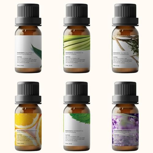 Essential Oils Set by Pure Aroma - Top 6 Aromatherapy Oils Gift Set-6 Pack, 10ml (Eucalyptus, Lavender, Lemongrass, Sweet Orange, Peppermint, Tea Tree) - görsel 3