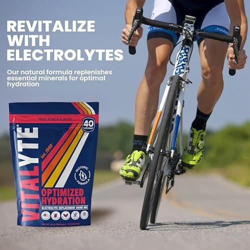 Vitalyte Electrolyte Powder Drink Mix, Isotonic Electrolyte Hydration Mix, Gluten Free Post Workout Powder Mix, Pack of 1, 35 oz., Fruit Punch Flavor - görsel 15