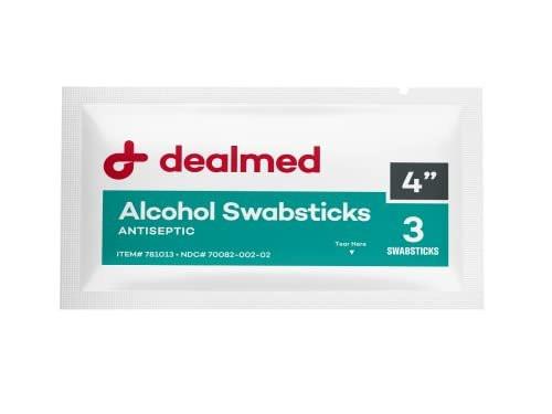 Dealmed 4" Alcohol Swabsticks, Individually Sealed Perfect for Portable First Aid Kits, 3 Swabs/Pkg, 25 Pkgs/Box (Pack of 1) - görsel 10