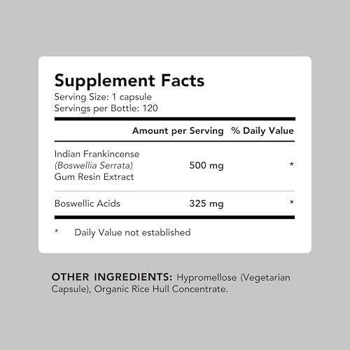 AMANDEAN Boswellia Serrata Extract 500mg 120 Veggie Capsules - 65% Boswellic Acids with AKBA - Indian Frankincense Joint Health Supplement - görsel 11