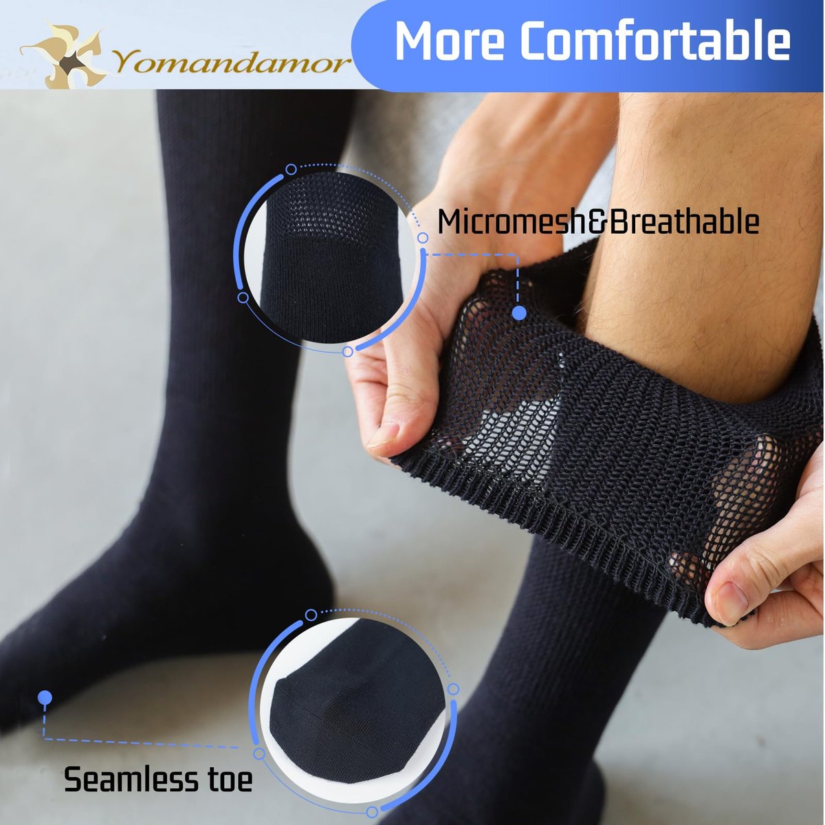 Yomandamor Men's Diabetic Over The Calf – Durable Construction: Reinforced heel and toe areas provide extra – Image 5