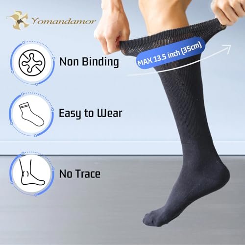 Yomandamor Men's Diabetic Over The Calf – Lightweight and Breathable: Despite their full coverage, these socks are – Image 4