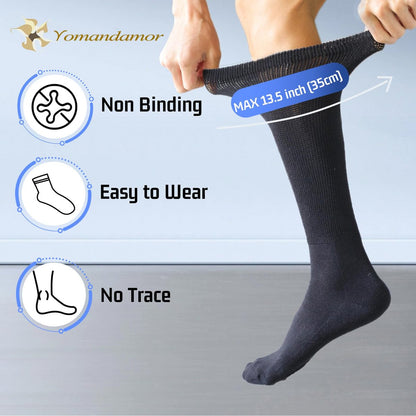 Yomandamor Men's Diabetic Over The Calf – Moisture-Wicking Material: The rayon fabric wicks away moisture, keeping – Image 3
