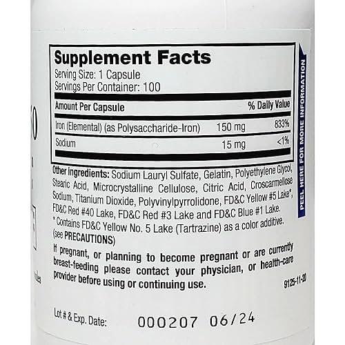 Breckenridge Ferrex 150 Polysaccharide Iron Complex Capsules, 100 Count (Pack of 1) - görsel 5